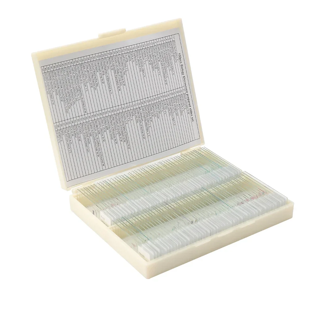 

100PCS/Set Biological Glass Sample Prepared Basic Tissues Science Specimen Cover Slips Portable Educational Microscope Slides