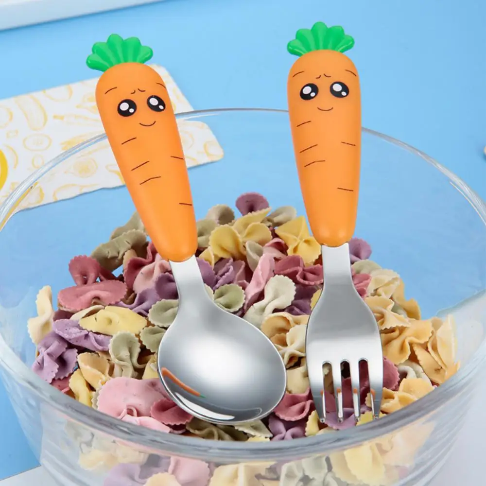 Carrot Cutlery Durable Child Safety Cute Stainless Steel Utensils Children Spoon Fork
