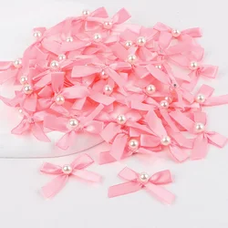 Pink Bow with White Pearl Cake Decoration Set - 24Pcs (Pink)