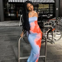 Strapless Maxi Dress – Print Tube, Off‑Shoulder, Backless Beachwear