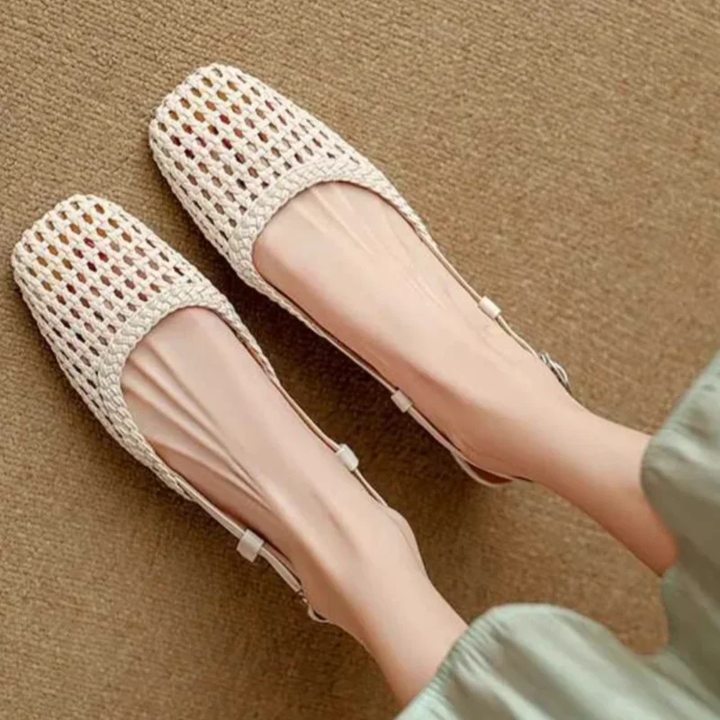 Women Sandals Comfortable Sandals Women High Heels Versatile Solid Color Summer Sandals Women's Pointed Toe Shoes Covered Toe Shoes Fashion Hollow High Heels