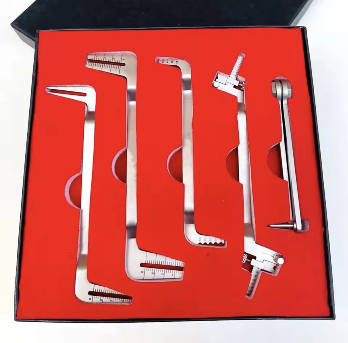 5-teiliges Set: Neues Dental-Messlineal für Implantat-Positionierung, chirurgischer Leitfaden, Parallel-Tiefenverlängerungs-Kit, autoklavierbar