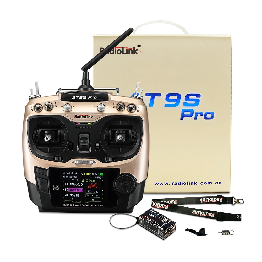 

RadioLink AT9S PRO 2.4G 12CH DSSS FHSS Transmitter with R9DS Receiver 3S 2200mah 8C Battery for RC Airplane Helicopter FPV Drone