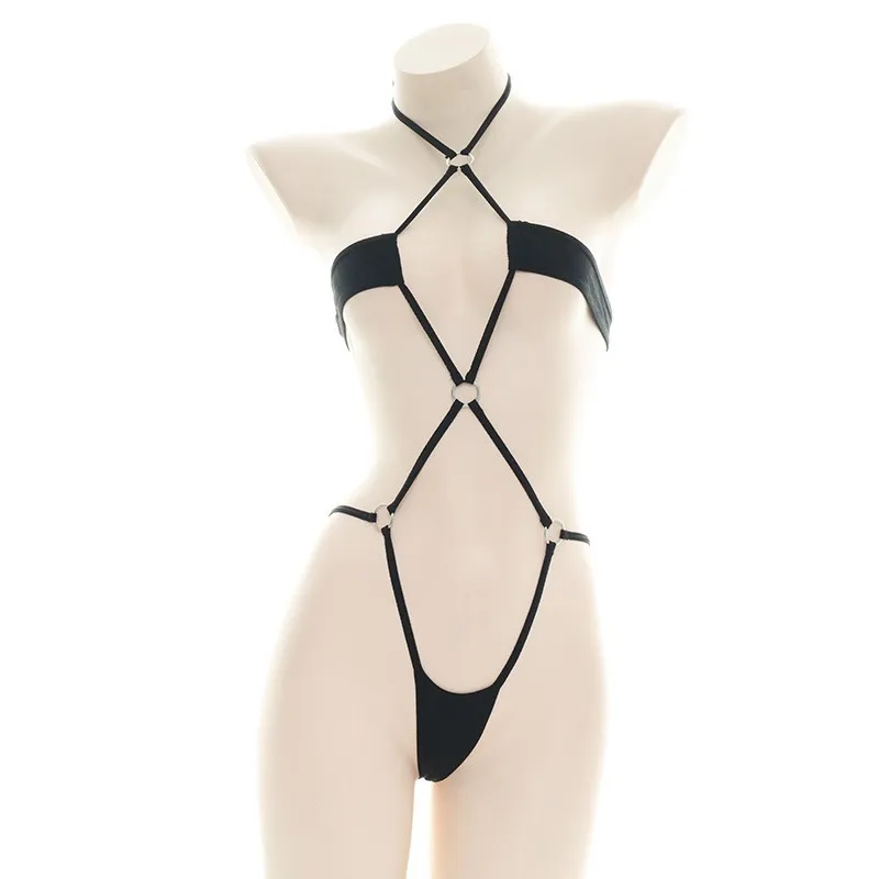 Punk Cool Girl Three-point One-piece Bikini Series Costume Women Sexy Straps Bandage Bodysuit Pajamas Lingerie Uniform Cosplay