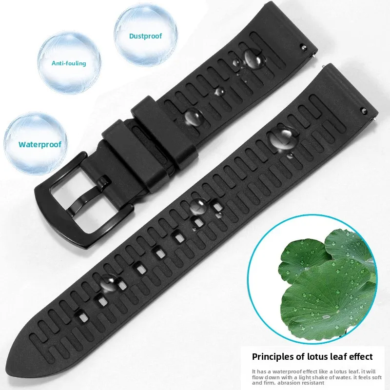 Quick Release FKM Rubber Watch Band - Sport Silicone Strap Bracelet (Multiple Sizes)