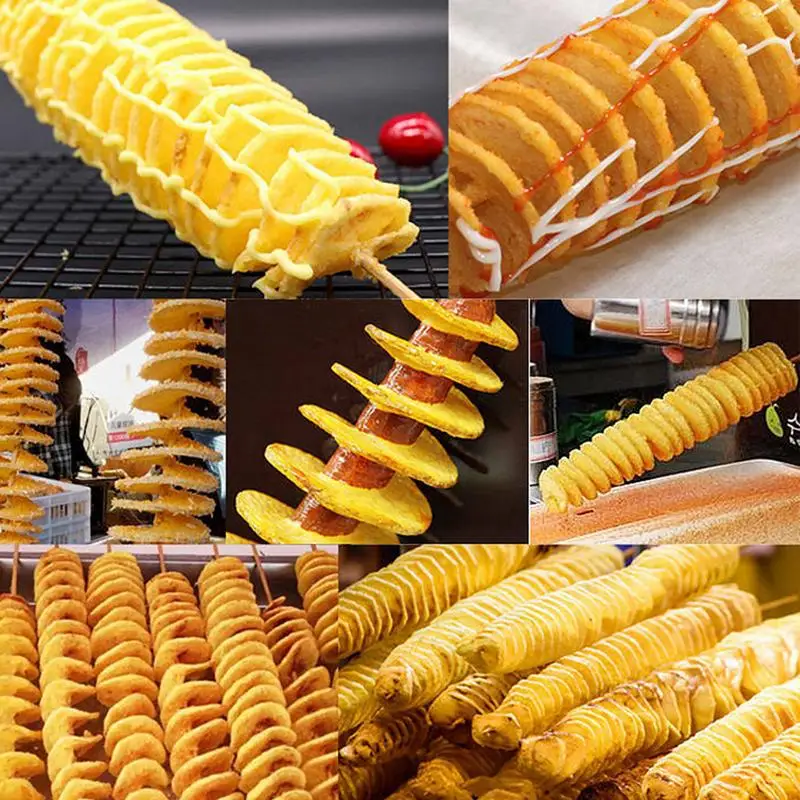 Potato Spiral Cutter Manual Twisted Vegetable Slicer Spiral Vegetable Cutter Stainless Steel Twisted Potato Slicer For home