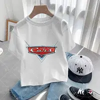 Disney Pixar Lightning Mcqueen Cars Anime Print Cartoon T-Shirt Boys Girls Summer Cotton Round Neck Short Sleeve T-Shirt 1