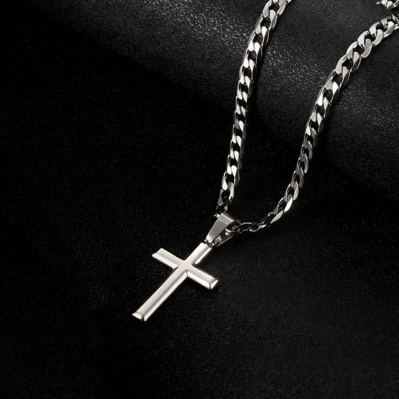 925 Sterling Silver Cross Necklace for Men Women 5mm Stainless Steel Durable Cuban Crucifix Pendant Necklace Jewelry pendant necklace silver necklace silver pendant