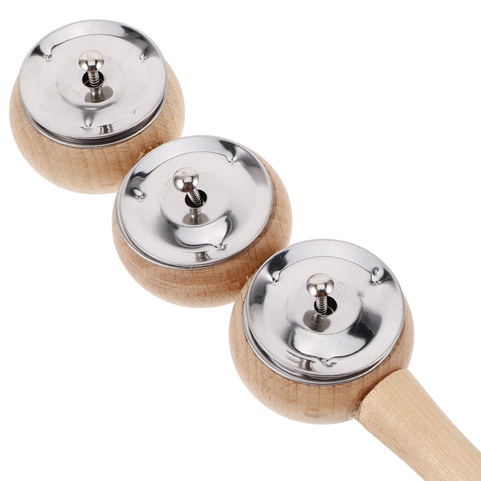 Hand Drawn 4 Tambourine Sticks Toddler Christmas Instrumental Wood Handheld Jingle Bells