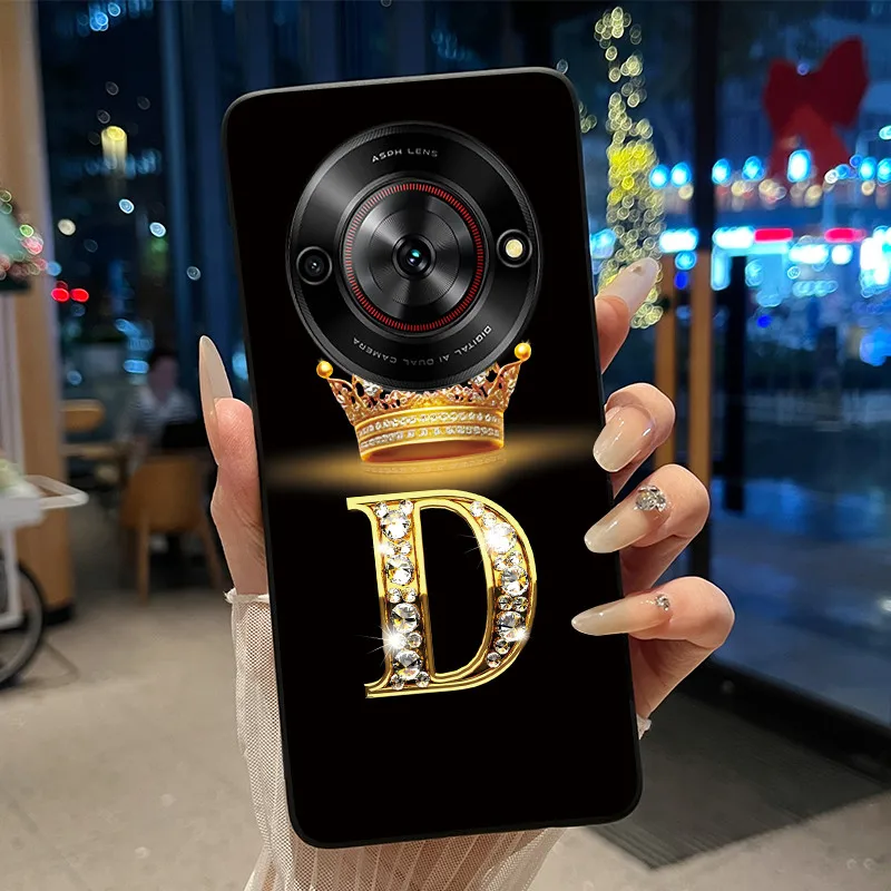 Vibrant Shockproof Soft Phone Case with Crown Letter Design