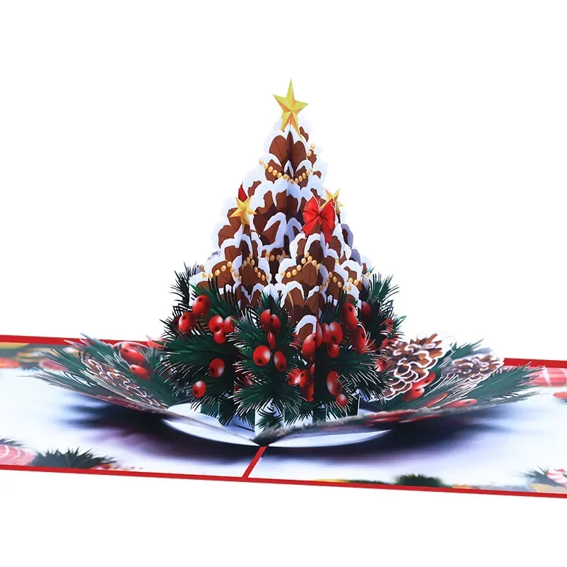 1 pcs 3D Christmas Pinecone Christmas Card Creative Activity Gift Festival Sending Friends Blessing Cards