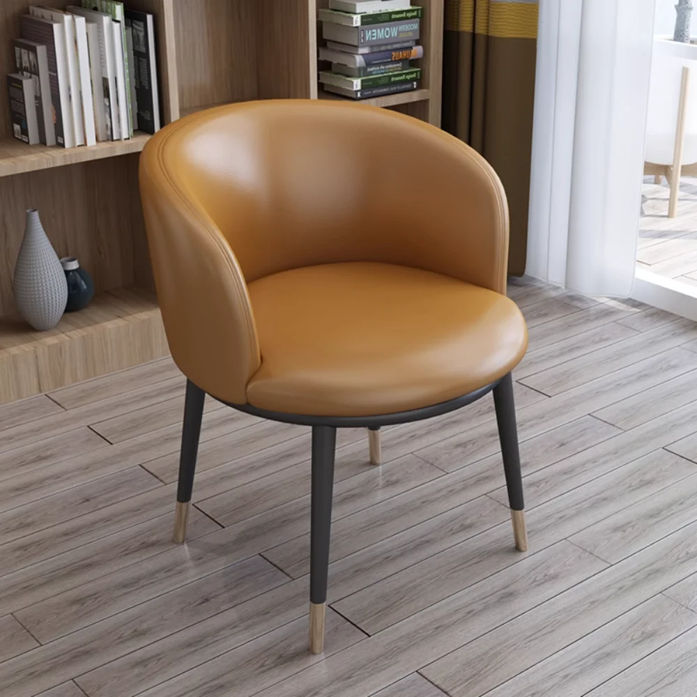 

Vintage Leather Dining Chairs Free Shipping Comfortable Adults Waiting Chairs Lounge Fashion Fauteuil Salon Interior Furniture