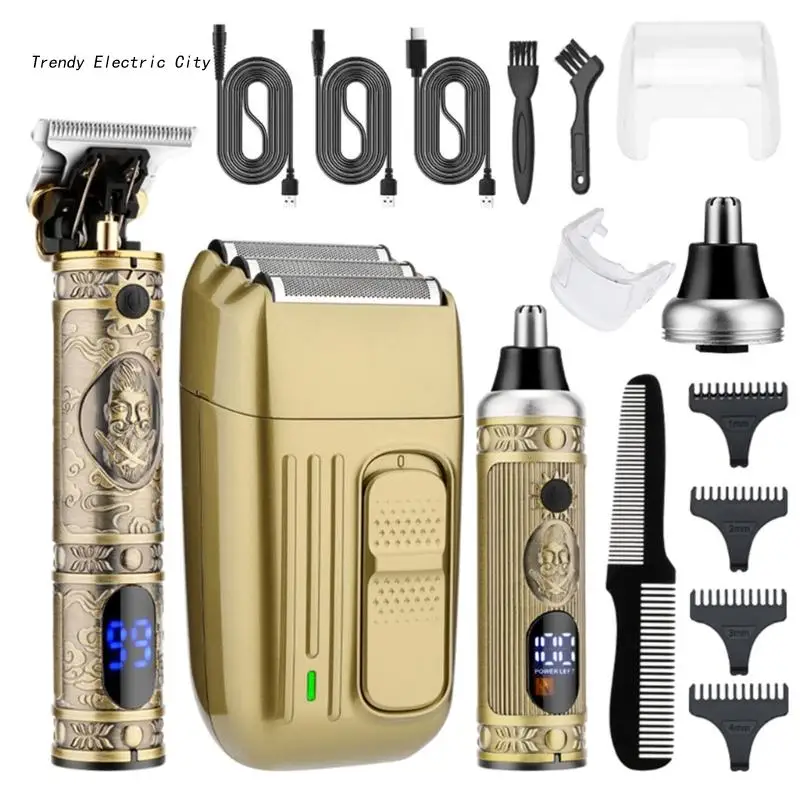 

R9CD Cordless Hair Clipper Beard Trimmer Shaving Machine Men Hair Cutting Grooming Kit Gifts for Men Fathers Husband