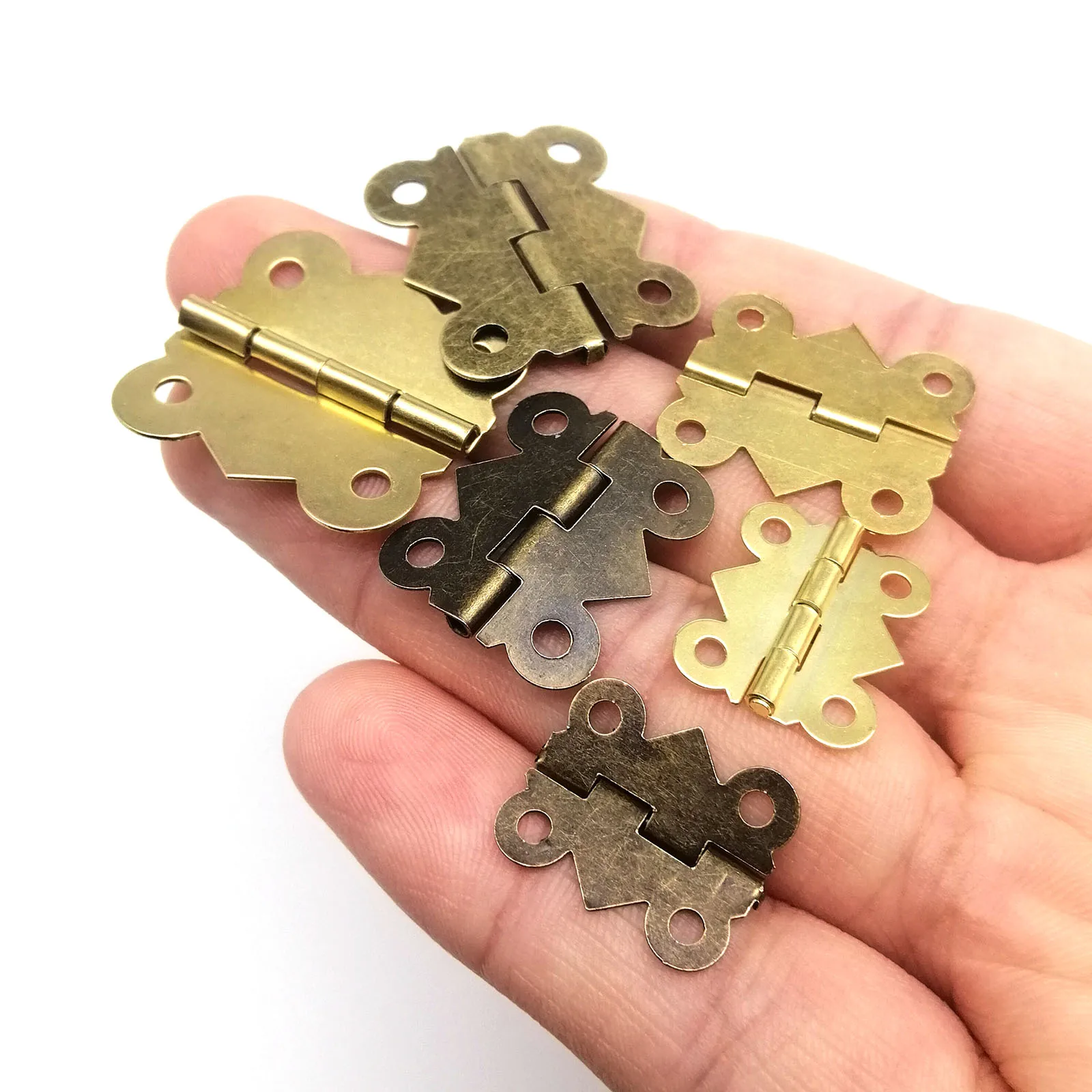 12 stücke Eisen Kleine Große Schmetterling Form Goldene Bronze Schmuck Truhe Geschenk Holz Musik Box Wein Fall Puppenhaus Schrank Tür scharnier – Detail 19