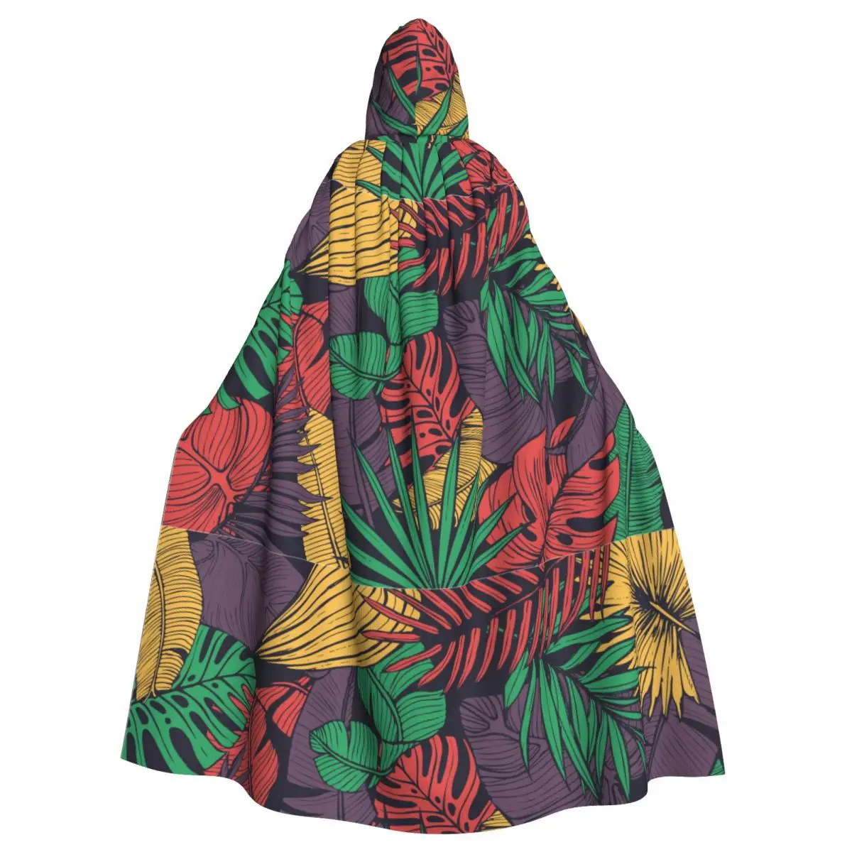 

Hooded Cloak Polyester Unisex Witch Cape Costume Accessory Vintage Tropic Floral Elf Purim