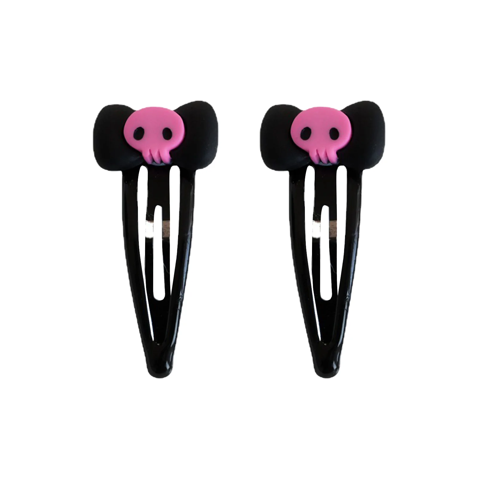1/2/5/10 Stück Gothic-Haarspange mit rosa Totenkopf-Motiv – schwarze Schleife, BB-Clip, Punk-Haarschmuck für Frauen und Mädchen, Happy Halloween Party – Detail 5