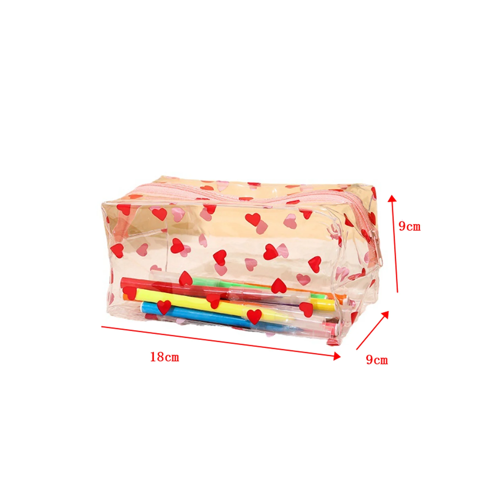 Transparent Zipper Makeup Bag Women Travel Clear Stationery Cosmetics Organizer Box Heart Waterproof Toiletry Wash Make Up Bags 5