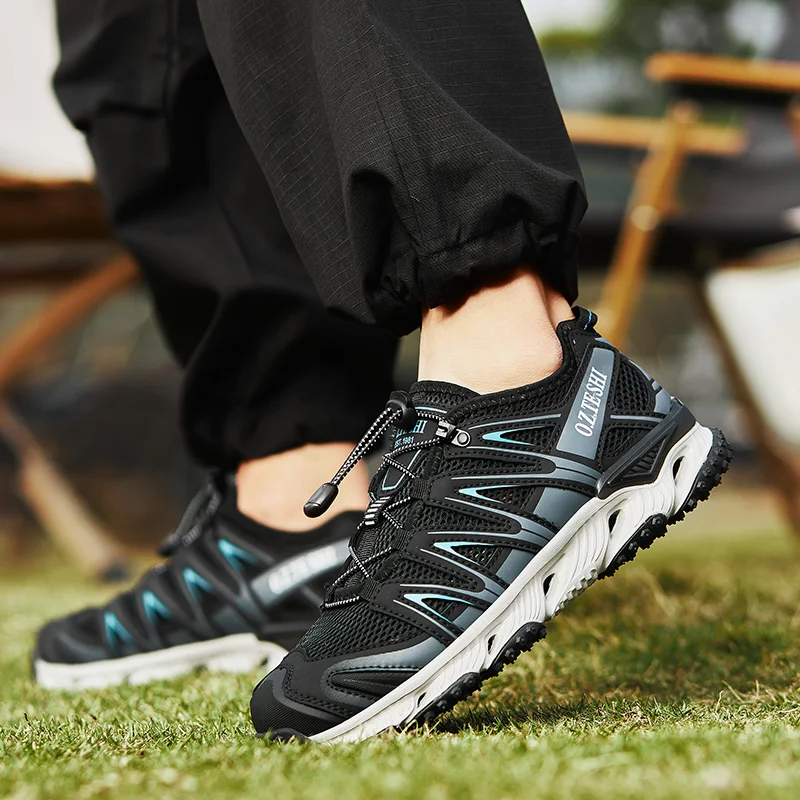 O.Z.TESHI Men Outdoor Trekking Wading Aqua Shoes Breathable Mesh Quick drying Fly Fishing Shoes