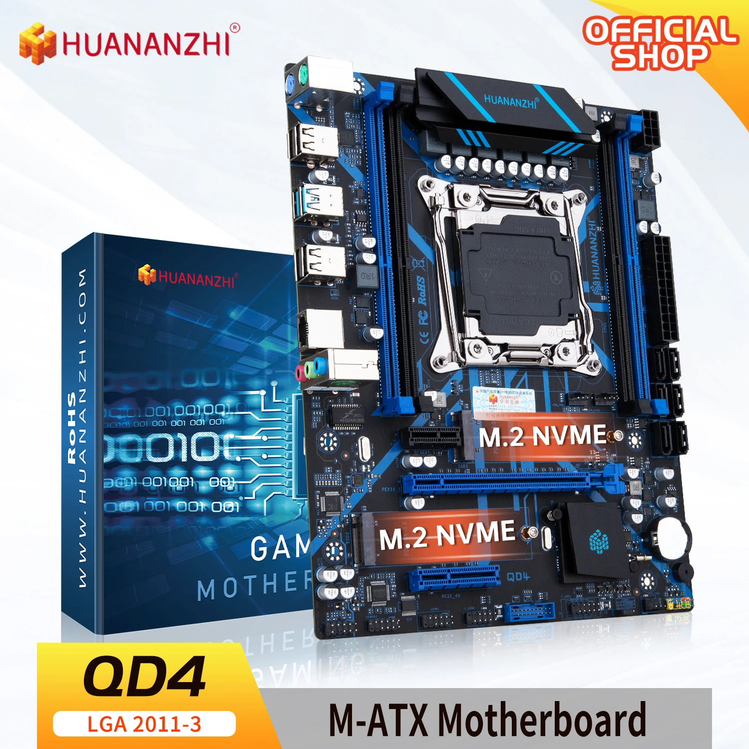 Huananzhi X99 Qd4 Lga 2011-3 Xeon X99 Scheda Madre Intel E5 2640 2666 2670 2696 V3 V4 Supporto Ddr4 Recc Non-Ecc Memoria Nvme Sata