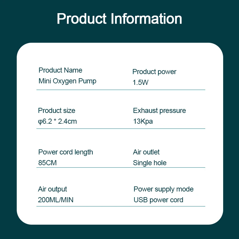 220ml/min 1.5W Ultra Silent Aquarium Air Pump Fish Tank Mini Air Compressor Oxygen Pump for Aquarium Fish Tank