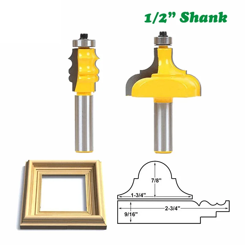 

2PC/Set 1/2" 12.7MM Shank Milling Cutter Wood Carving Picture Frame Router Bits Tenon Cutter C3 Carbide Line Bit Woodworking