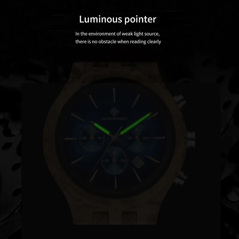 Men Watch Men's Wood Man Quartz Wristwatches Luminous Male Watch Chronograph Personalized Custom Logo Carved Watch Relogio 4