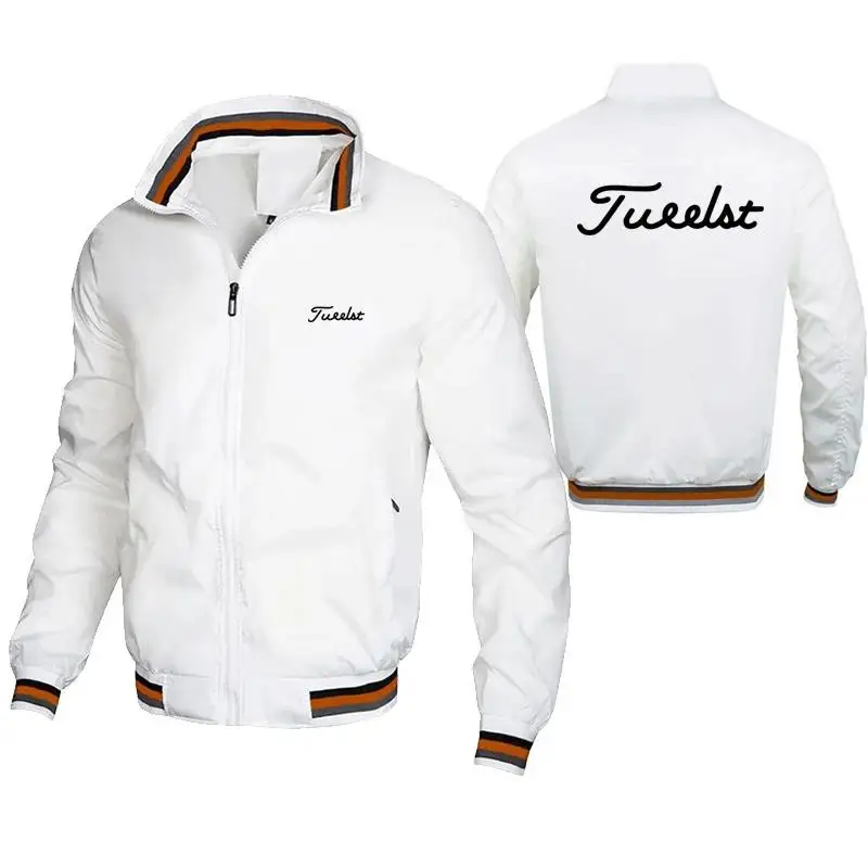 Spring and Autumn Men's Golf Brand Printed Standing Neck Casual Zipper Jacket Outdoor Sports Coat Windbreaker Windproof