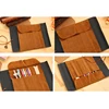 Creative Roll Up Leather Pencil Pirate Treasure Map Pattern Pen Case Makeup Brushes Holder for School Work Office H8WD 6