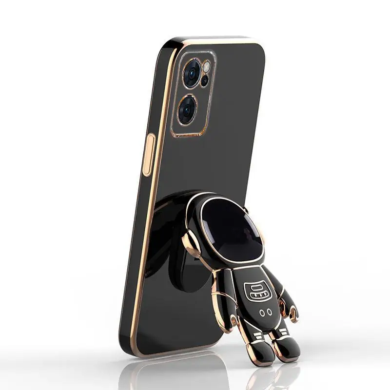 Astronaut-Themed Electroplated Silicone Phone Holder Cover