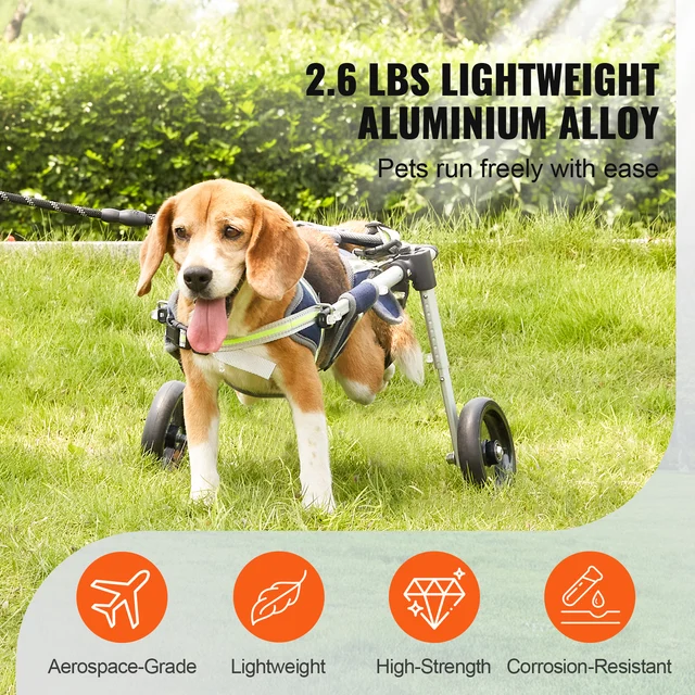 Sefb85e62cee84eecaf45ff49168b471aL.jpg SucceBuy 2 Wheels Dog Wheelchair for Back Legs Pet Wheelchair Dog Cart/Wheelchair for Disabled Paralysis Hind Limb Weak Pet