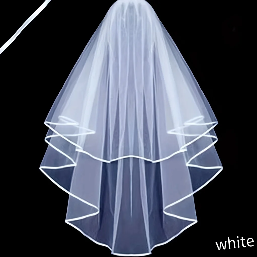 Bridal Veil bridal veil With Comb Elbow Elegant White Ivory 2T Wedding Bridal Veil Satin Edge