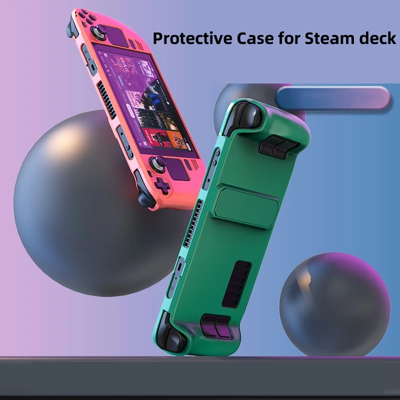 

For Steam Deck Colorful Protective Case Skin-Friendly Feel Pc Material Protective Case With Stand Game Console Accessories