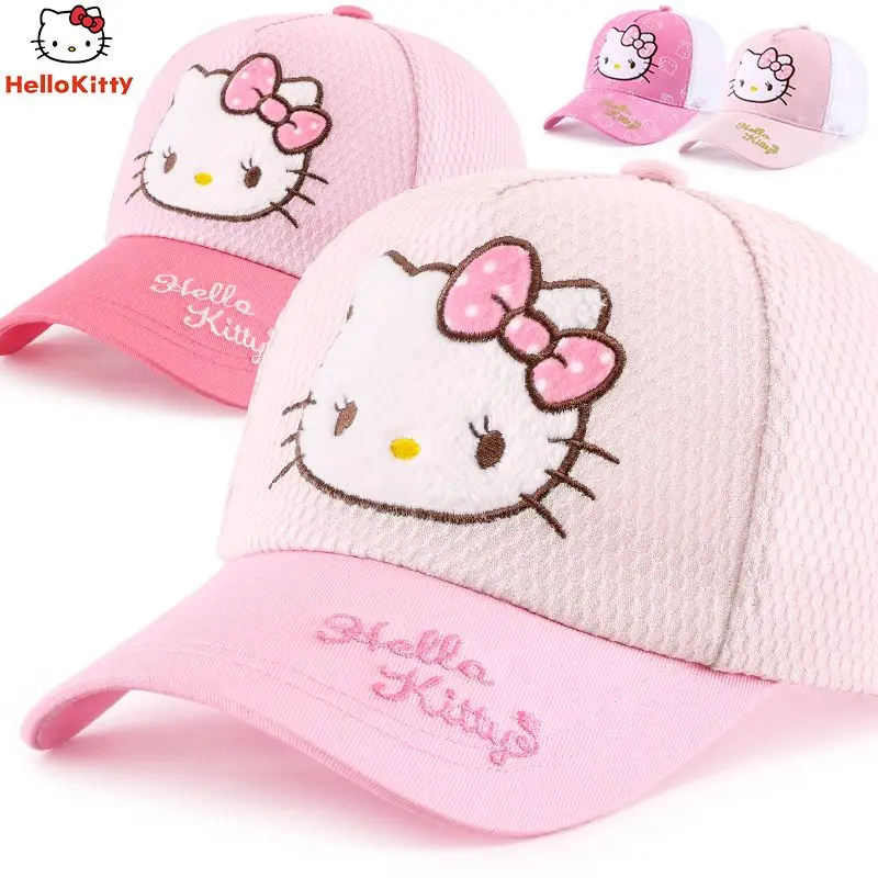 

Летняя тонкая сетчатая Солнцезащитная бейсболка Hello Kitty Sanrio Kawaii С мультяшным аниме Y2K для принцессы милый ребенок утка язык Детская кепка подарок