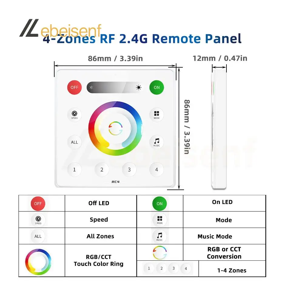 スマート SP635E 5CH PWM RGBCW LED コントローラ DC 5V 12V 24V 12ABluetooth 音楽 RGBCCT  調光器 & 2.4G RF 4 ゾーンタッチワイヤレスリモート - AliExpress