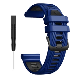 Premium Silicone Wristband Replacement for Forerunner Watches (Dark blue black)