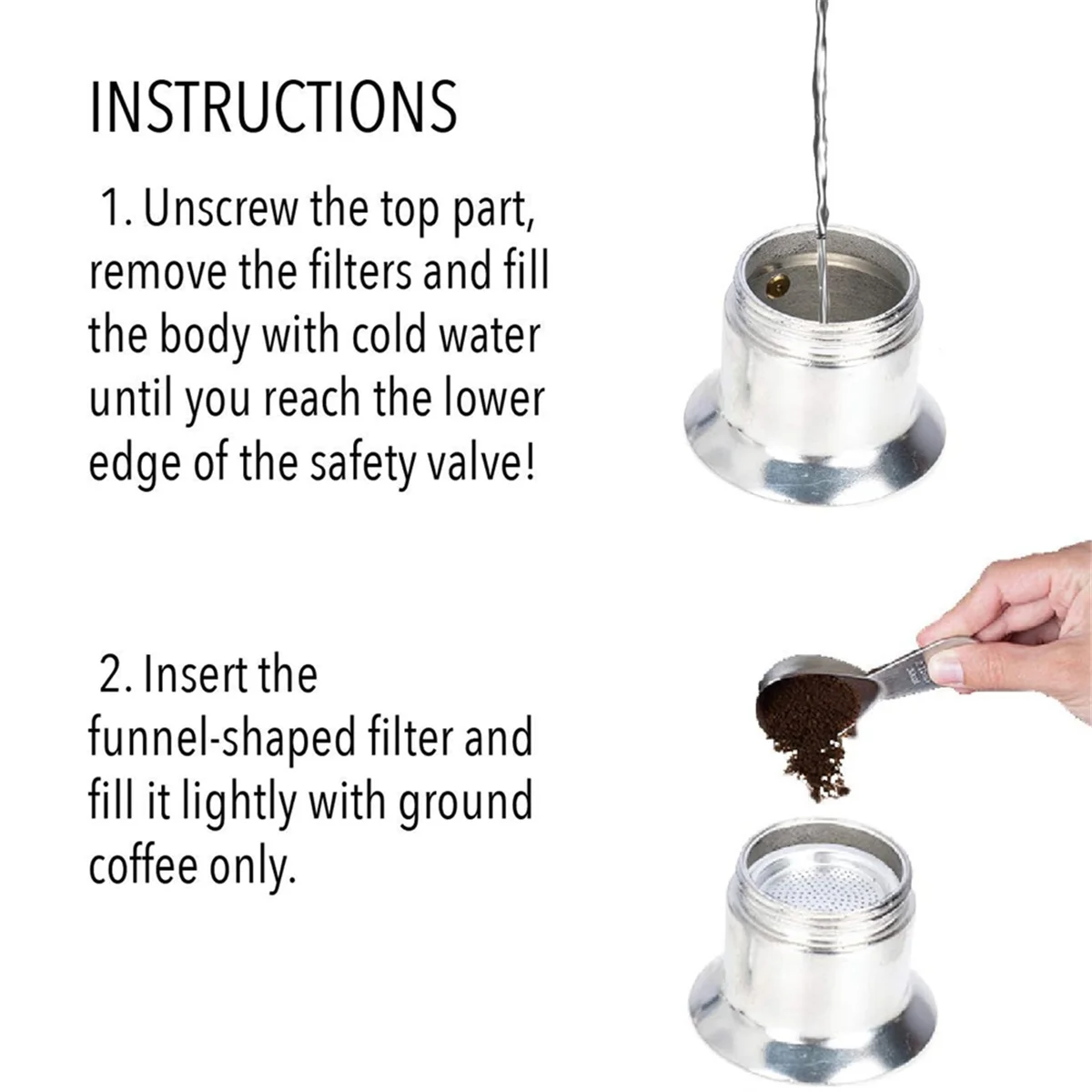 

50ML Single Tube Moka Pot Aluminum Alloy Silver, Spout Stovetop Italian Coffee Maker, Enjoy Delicious Coffee in No Time