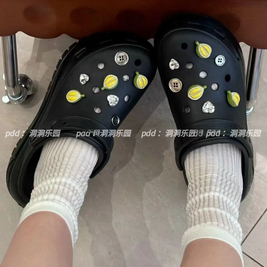 두리안 단추 시리즈 크록스 인스용 재미있는 참, 인기 신발 장식, DIY 사랑스러운 신발 액세서리, 어린이 소년 소녀 선물 