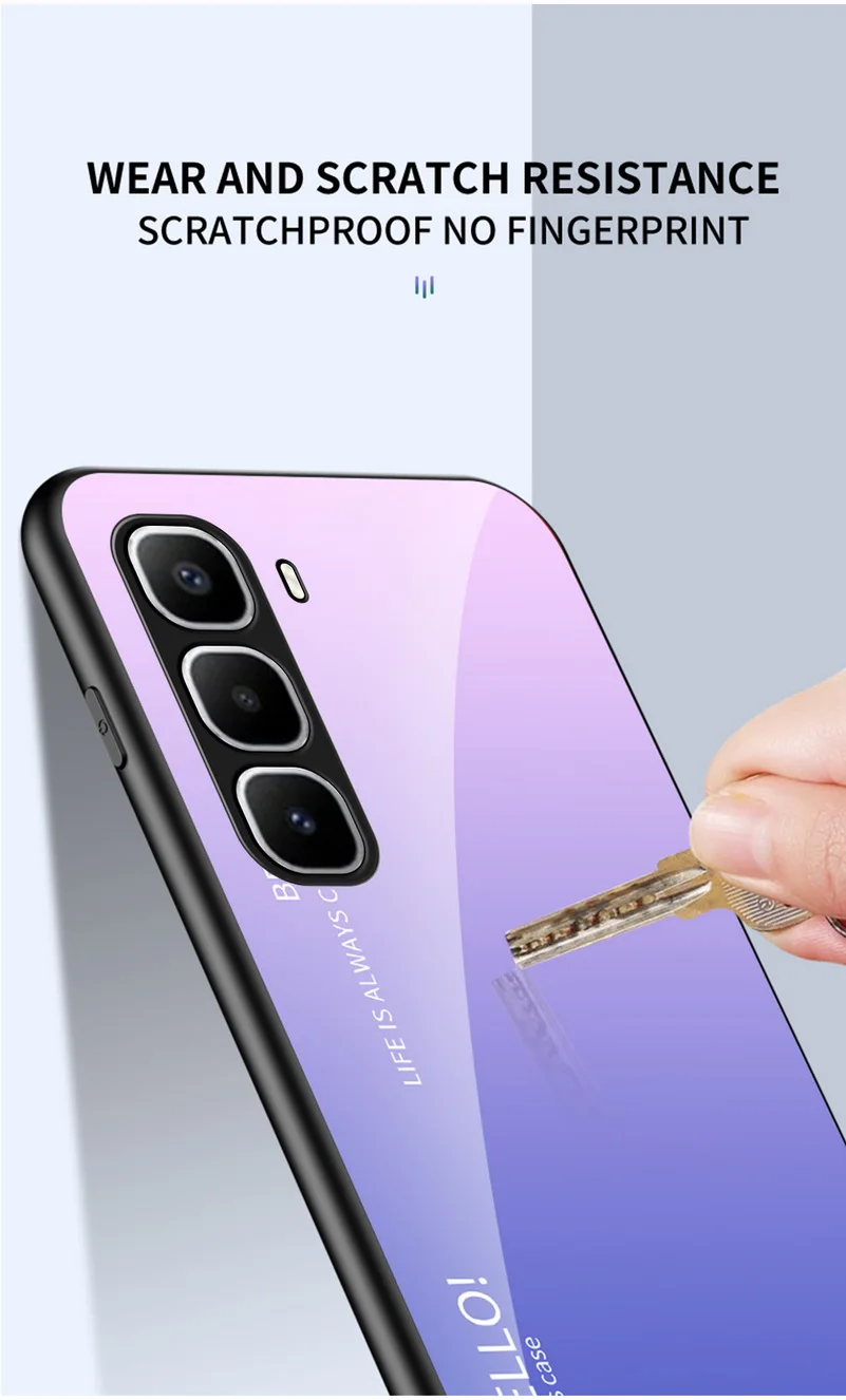 Gradient Tempered Glass Protective Glossy Case
