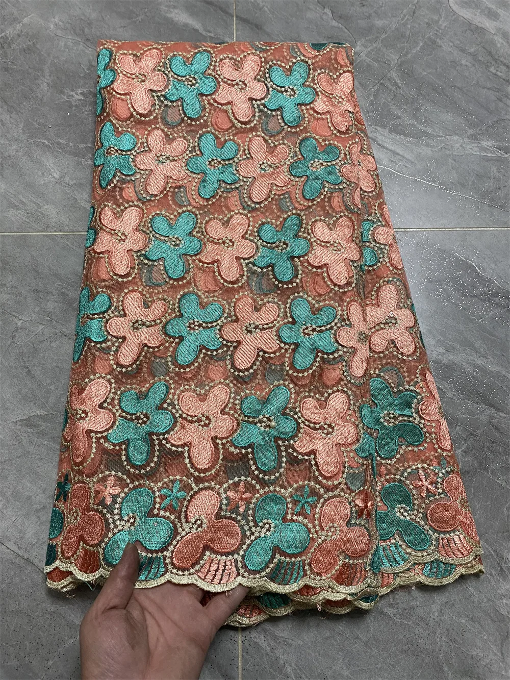 

Embroidered Tulle Lace Fabric for Women Dress, French Flower, African, High Quality, 5 Yards