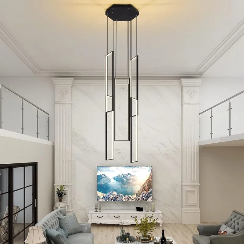 

Berabbe Modern Chandelier Modern Led Chandelier Foyer Stairs Large Adjustable Black