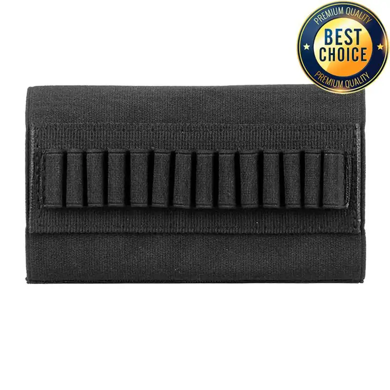 Elastic Nylon Rifle Ammo Holder Black 14 Hole Buttstock