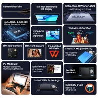 Blackview TAB 60 WIFI Tablet 10.1 Inch HD Display 4GB RAM 128GB ROM 5100mAh Battery Widevine L1 Android 14 WIFI Tablets PC Pad 2