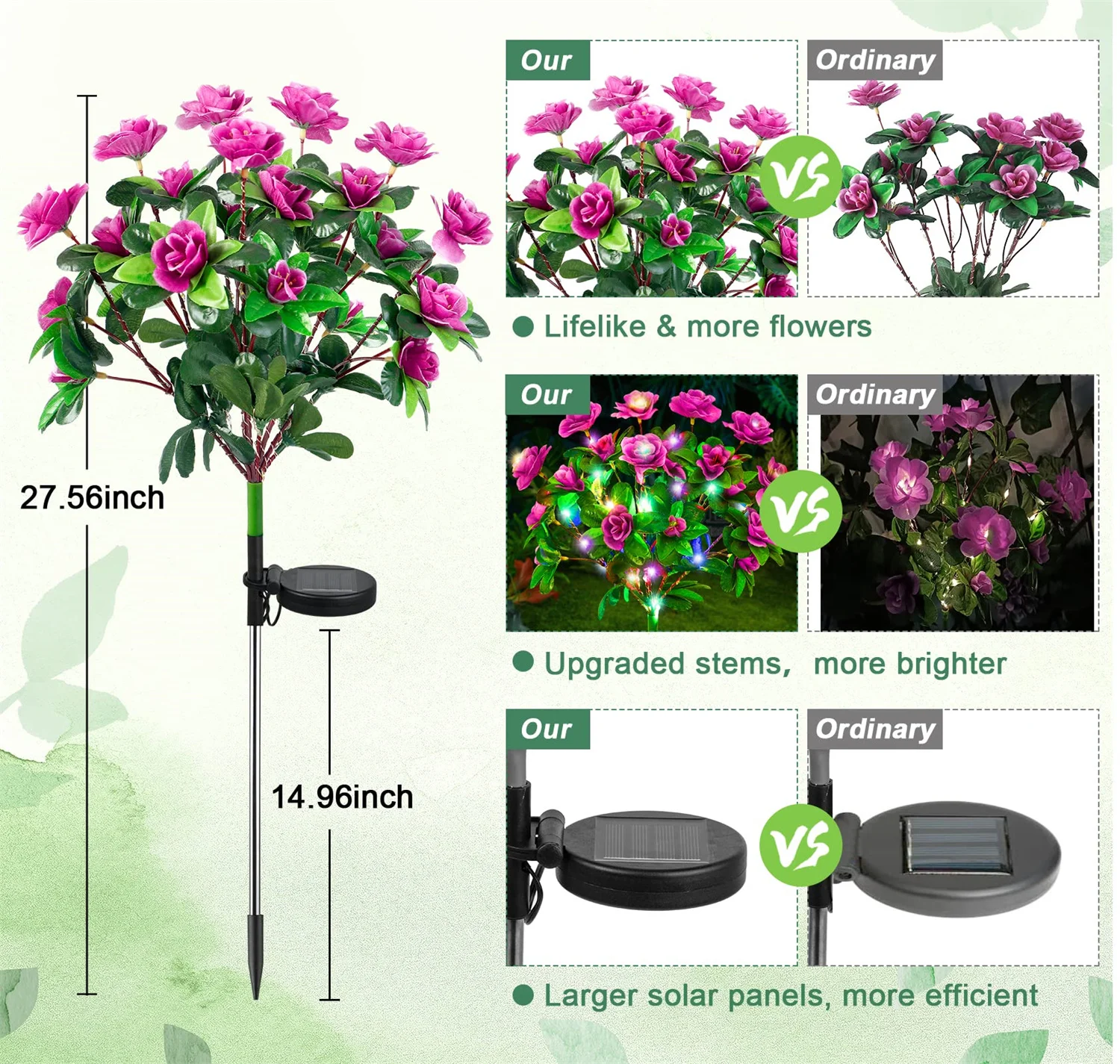 Solar Light Waterproof LED Azalea Flower Solar Lights Outdoor Landscape Light For Lawn Patio Garden Path Decorative Lighting Best Gift