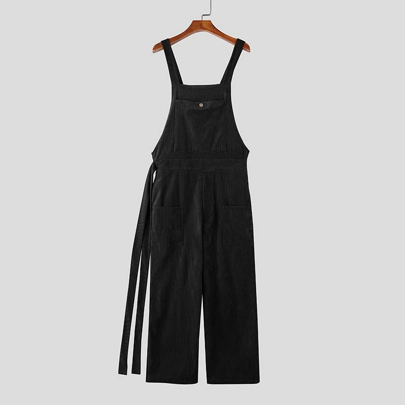 INCERUN Männer Overalls Solide Cord Ärmellose Casual Straps Strampler Männer Streetwear Lose Taschen 2025, Mode Cargo Overalls – Detail 13
