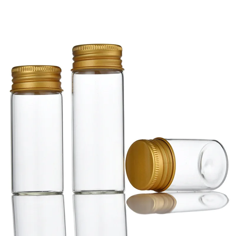 15X 10-100ml Glass Storage Bottle Mason Jars Glass Bottle Vial Glass Jars Black/Silver/Gold Aluminum Cap Wedding Glass Bottles 3