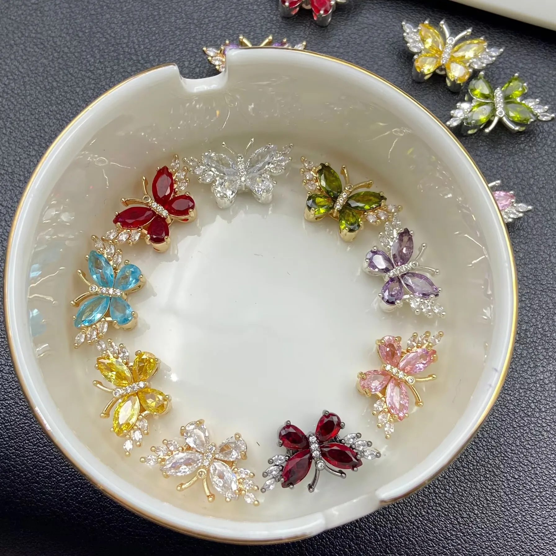 Gold Plated Zircon Butterfly Beaded Bracelet Material - Artistic Retro Chinese Style Jewelry Accessory