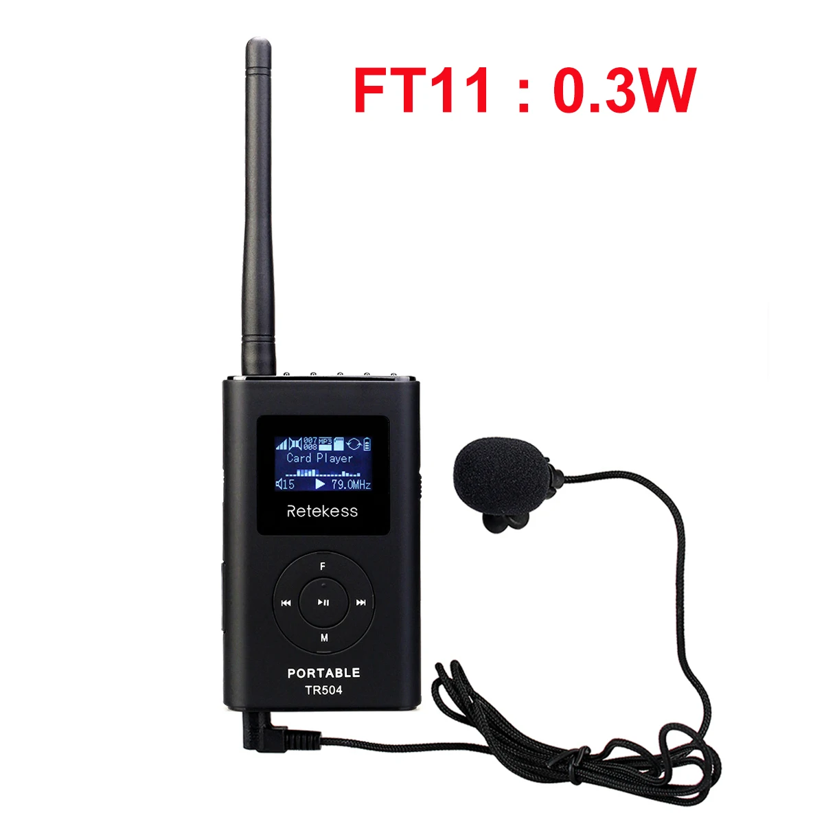 Retekess TR504 0.6W Wireless FM Broadcast Transmitter MP3 Portable for Church Car Meeting Support TF Card AUX Input headphones with mic Microphones