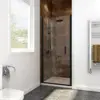 Adjustable Frameless Pivot Shower Door Matte Black Hardware Finish Certified Clear Tempered Glass Shower Enclosure 1
