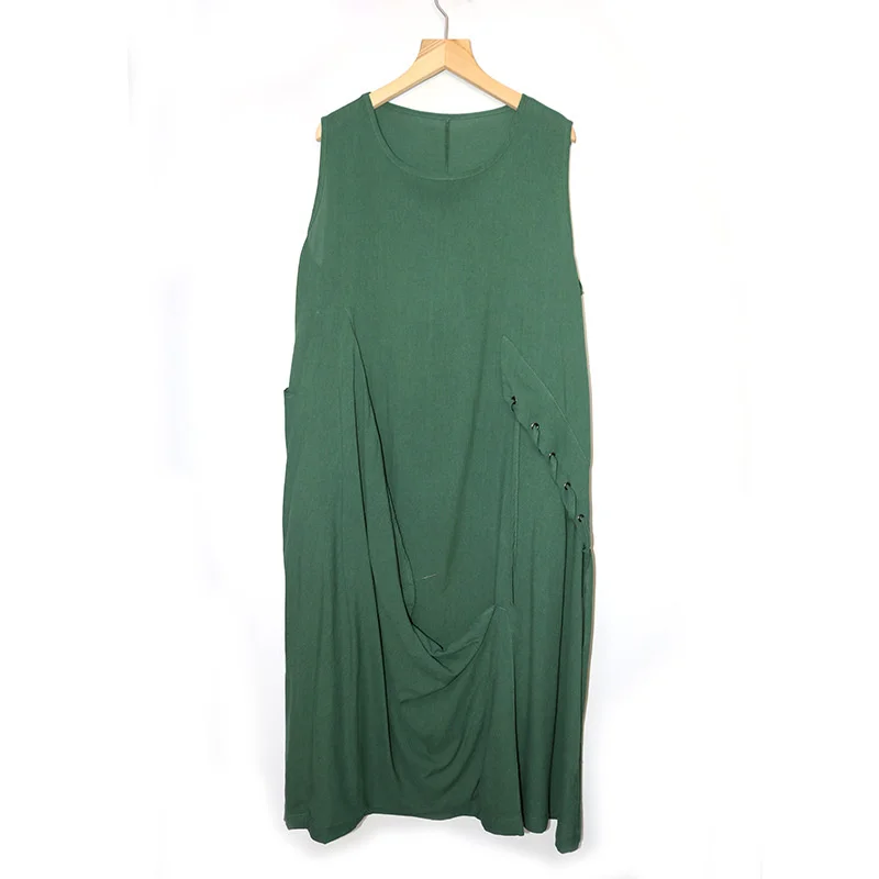 

2023 Summer Causal Solid Color Women Thin Sleeveless Shoulder Dress