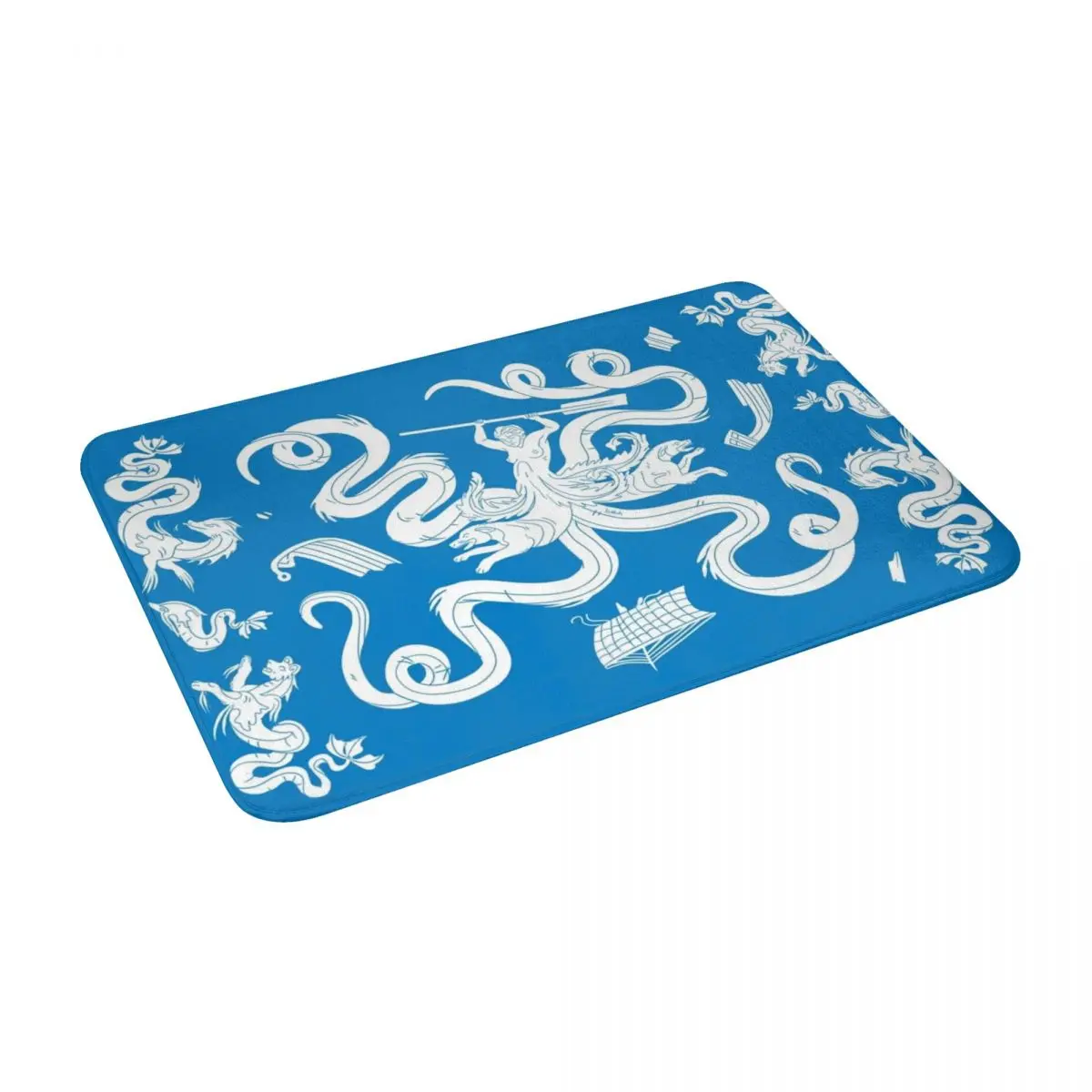 Scylla Mosaic Blue Bath Door Floor Mat Greek Mythology Rug Carpet Entrance Living Room Home Kitchen Doormat Bathroom Non-slip |